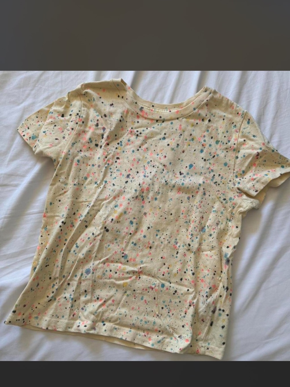 Urban Outfitters Cream Splatter Short Sleeve Tee with Multicolor Dots